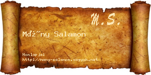 Mány Salamon névjegykártya